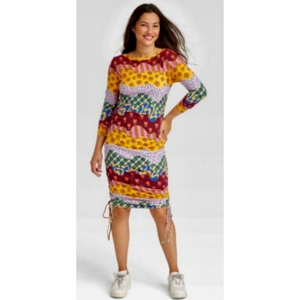 Latino Heritage Month Drawcord Long Sleeve Maxi dress Multicolor Size XS